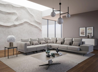Designer Sofa Couch Corner sofa L-FormTextil Upholstery Suite Living room Coffee table